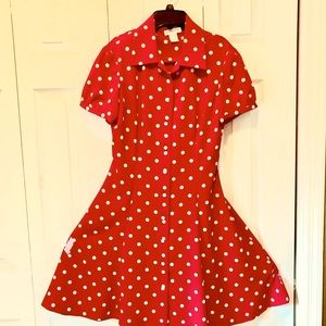 Liz Claiborne Red polka Dot Dress sz 8